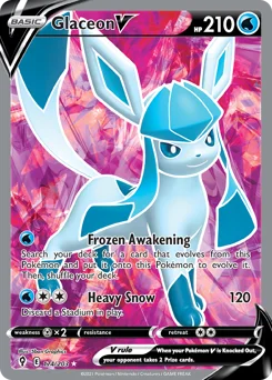 Glaceon V Pokemon card from Evolving Skies, card number 174