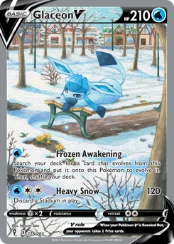 Glaceon V Pokemon card from Evolving Skies, card number 175