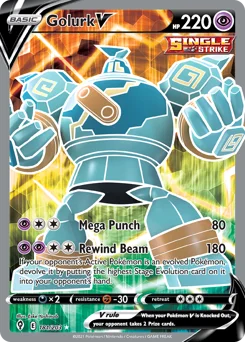 Golurk V Pokemon card from Evolving Skies, card number 181