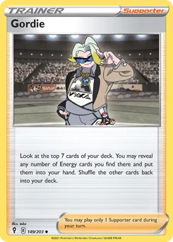 Gordie Pokemon card from Evolving Skies, card number 149