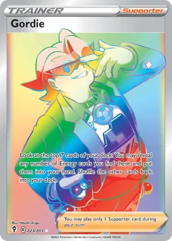 Gordie Pokemon card from Evolving Skies, card number 223