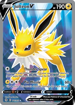 Jolteon V Pokemon card from Evolving Skies, card number 177