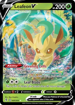 Leafeon V Pokemon card from Evolving Skies, card number 7