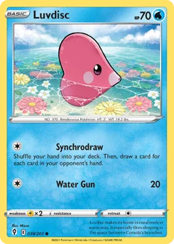 Luvdisc Pokemon card from Evolving Skies, card number 39