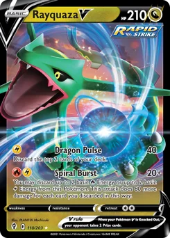 Rayquaza V Pokemon card from Evolving Skies, card number 110