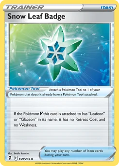 Snow Leaf Badge Pokemon card from Evolving Skies, card number 159