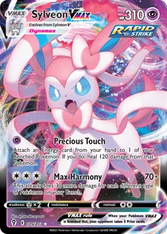 Sylveon VMAX Pokemon card from Evolving Skies, card number 75