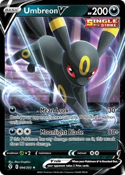 Umbreon V Pokemon card from Evolving Skies, card number 94