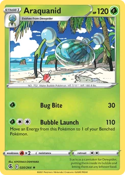 Araquanid Pokemon card from Fusion Strike, card number 20