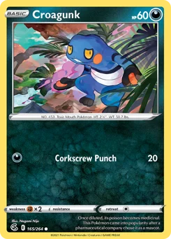 Croagunk Pokemon card from Fusion Strike, card number 165