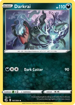 Darkrai Pokemon card from Fusion Strike, card number 167