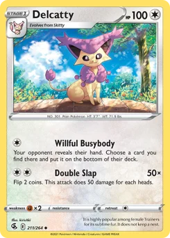 Delcatty Pokemon card from Fusion Strike, card number 211