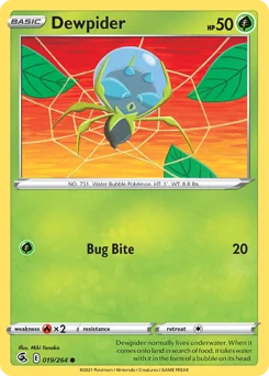 Dewpider Pokemon card from Fusion Strike, card number 19