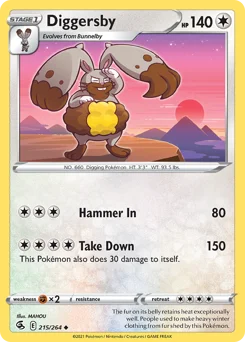 Diggersby Pokemon card from Fusion Strike, card number 215