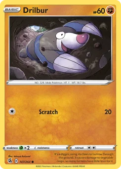 Drilbur Pokemon card from Fusion Strike, card number 147