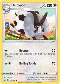 Dubwool Pokemon card from Fusion Strike, card number 223