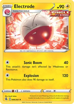 Electrode Pokemon card from Fusion Strike, card number 88