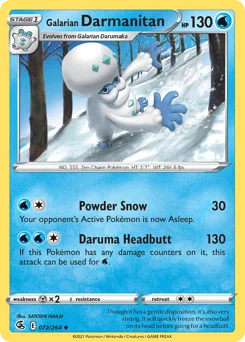 Galarian Darmanitan Pokemon card from Fusion Strike, card number 72