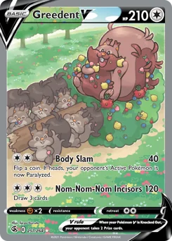 Greedent V Pokemon card from Fusion Strike, card number 257