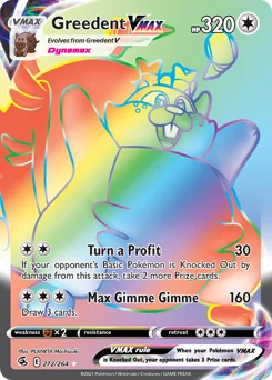 Greedent VMAX Pokemon card from Fusion Strike, card number 272