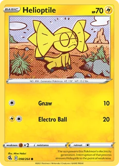 Helioptile Pokemon card from Fusion Strike, card number 98
