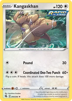 Kangaskhan Pokemon card from Fusion Strike, card number 204
