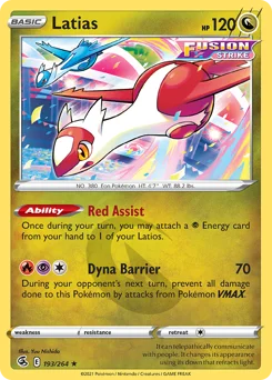 Latias Pokemon card from Fusion Strike, card number 193