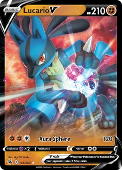 Lucario V Pokemon card from Fusion Strike, card number 146
