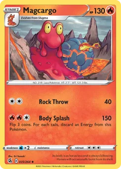 Magcargo Pokemon card from Fusion Strike, card number 35