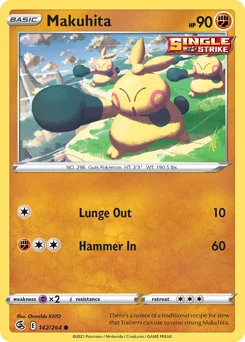 Makuhita Pokemon card from Fusion Strike, card number 142