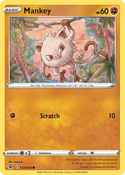 Mankey Pokemon card from Fusion Strike, card number 133