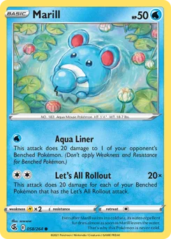 Marill Pokemon card from Fusion Strike, card number 58