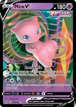 Mew V Pokemon card from Fusion Strike, card number 113