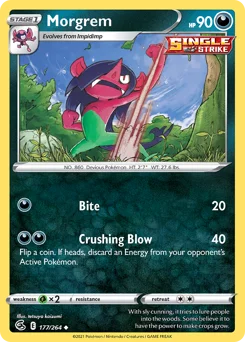 Morgrem Pokemon card from Fusion Strike, card number 177