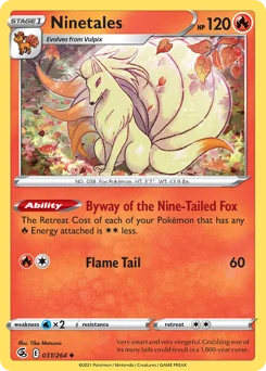Ninetales Pokemon card from Fusion Strike, card number 31