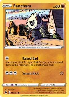Pancham Pokemon card from Fusion Strike, card number 149