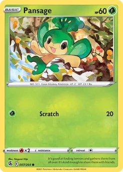 Pansage Pokemon card from Fusion Strike, card number 7