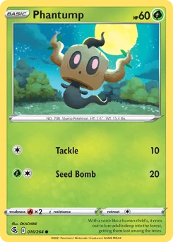 Phantump Pokemon card from Fusion Strike, card number 16