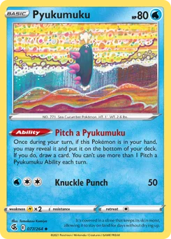 Pyukumuku Pokemon card from Fusion Strike, card number 77