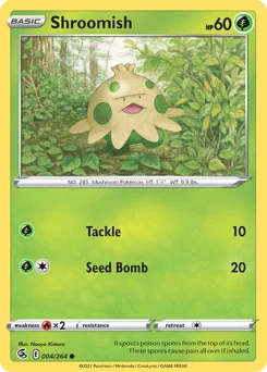 Shroomish Pokemon card from Fusion Strike, card number 4