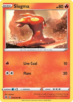 Slugma Pokemon card from Fusion Strike, card number 34