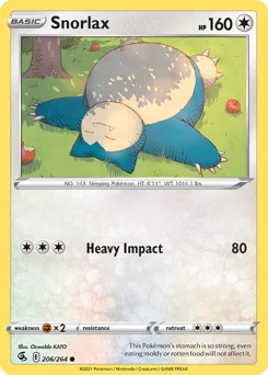 Snorlax Pokemon card from Fusion Strike, card number 206