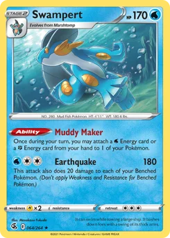 Swampert Pokemon card from Fusion Strike, card number 64