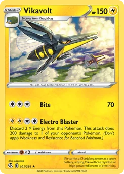 Vikavolt Pokemon card from Fusion Strike, card number 101