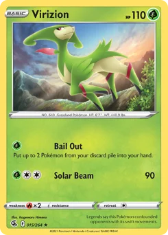 Virizion Pokemon card from Fusion Strike, card number 15