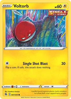 Voltorb Pokemon card from Fusion Strike, card number 87