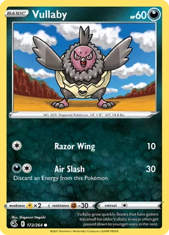 Vullaby Pokemon card from Fusion Strike, card number 172