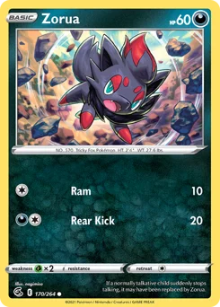 Zorua Pokemon card from Fusion Strike, card number 170