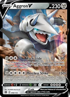 Aggron V Pokemon card from Brilliant Stars, card number 96