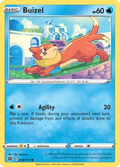 Buizel Pokemon card from Brilliant Stars, card number 38
